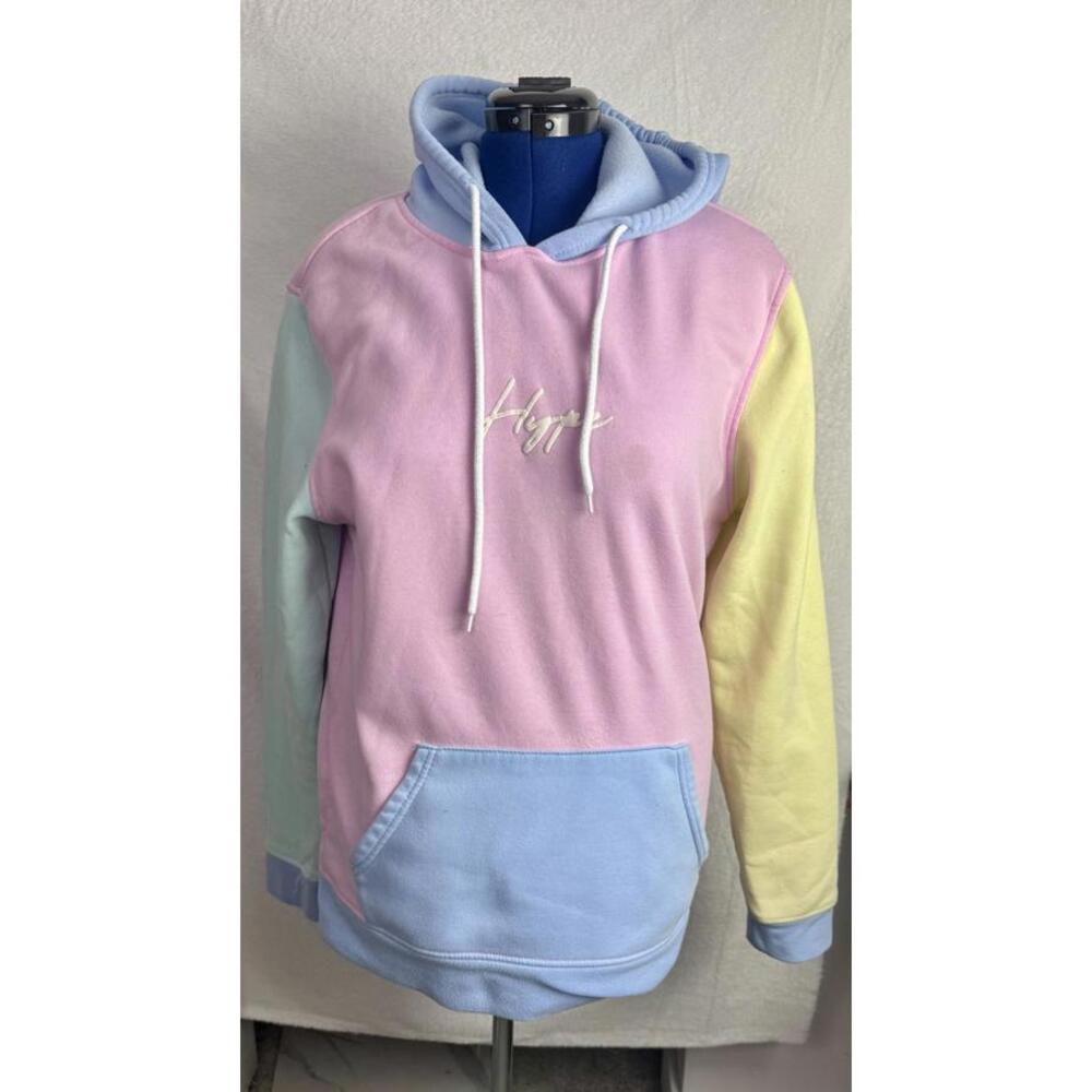 Brooklyn‎ Cloth Pastel Colorblock Hoodie | Pink Blue Yellow Pullover | Size L